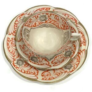 Schwarzenhammer bavaria 3 pc german trio teacup saucer dessert plate orange mcm